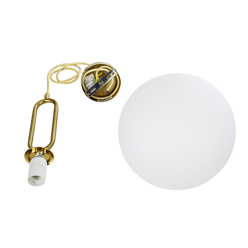 GLOBOSTAR® BELLISSIMO 61487 Μοντέρνο Κρεμαστό Φωτιστικό Οροφής με Ντουί 1 x E27 AC 220-240V IP20 - Λευκό & Χρυσό Πλατίνα - Μ30 x Π30 x Υ52cm