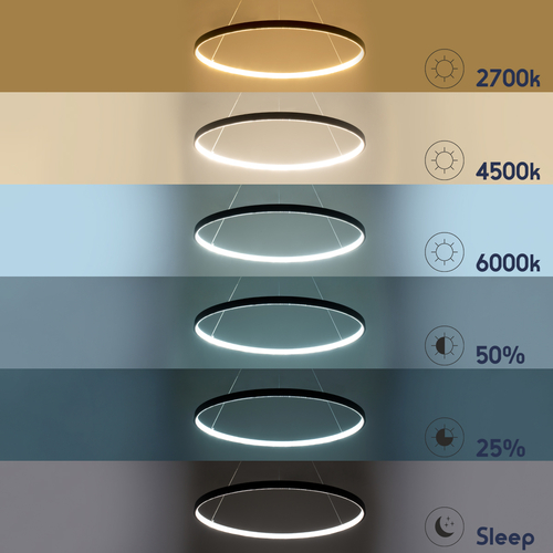 GLOBOSTAR® DIAMOND 61520 Μοντέρνο Κρεμαστό Φωτιστικό Οροφής LED 67W 7504lm 360° AC 220-240V IP20 Ρυθμιζόμενο Λευκό CCT με Χειριστήριο από 2700K έως 6000K Dimmable - Lumileds SMD Chip - Μαύρο Ματ - Μ80 x Π80 x Υ110cm - 3 Χρόνια Εγγύηση