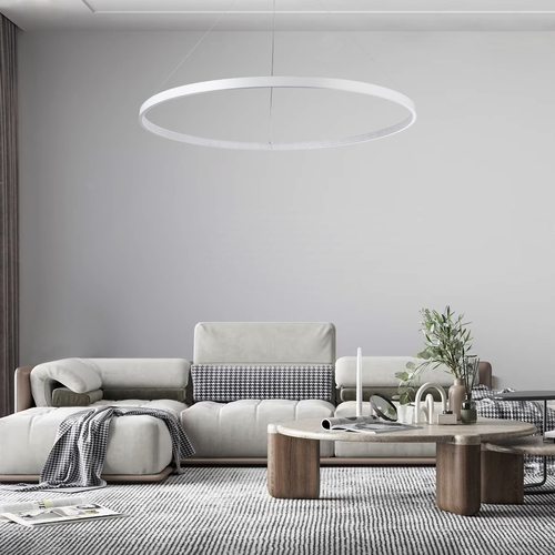 GLOBOSTAR® DIAMOND 61518 Μοντέρνο Κρεμαστό Φωτιστικό Οροφής LED 75W 8400lm 360° AC 220-240V IP20 Ρυθμιζόμενο Λευκό CCT με Χειριστήριο από 2700K έως 6000K Dimmable - Lumileds SMD Chip - Λευκό Ματ - Μ100 x Π100 x Υ90cm - 3 Χρόνια Εγγύηση