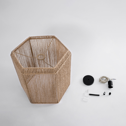 GLOBOSTAR® CAYMAN 00519 Boho Κρεμαστό Φωτιστικό Οροφής με Ντουί 1 x E27 AC 220-240V IP20 - Μπεζ - Μ40 x Π40 x Υ40cm