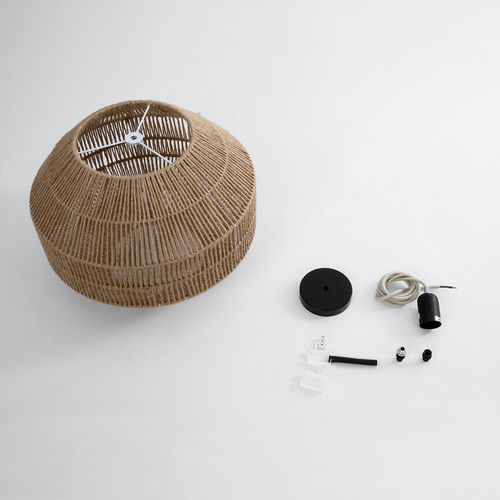 GLOBOSTAR® CAYMAN 00522 Boho Κρεμαστό Φωτιστικό Οροφής με Ντουί 1 x E27 AC 220-240V IP20 - Μπεζ - Μ40 x Π40 x Υ30cm