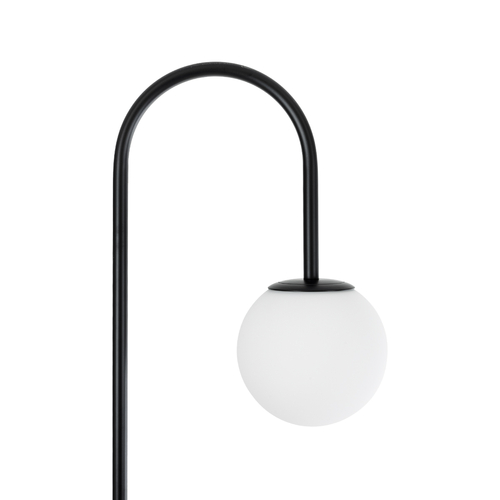 GloboStar® CORDELIA 02026 Μοντέρνο Επιδαπέδιο Φωτιστικό Μονόφωτο 1 x E27 IP20  - Μαύρο Μέταλλο, Λευκό Γυαλί με Λευκό Μάρμαρο - Μ30 x Π38 x Υ180cm