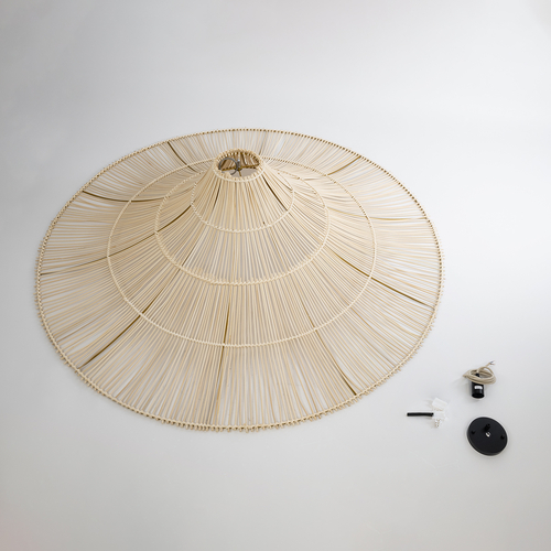 GLOBOSTAR® PALERMO 02311 Boho Κρεμαστό Φωτιστικό Οροφής με Ντουί 1 x E27 AC 220-240V IP20 - Μπεζ - Μ160 x Π160 x Υ45cm