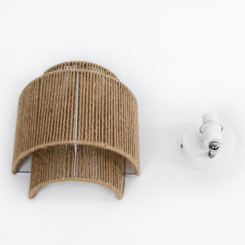 GLOBOSTAR® MABANA 02322 Boho Φωτιστικό Τοίχου - Απλίκα με Ντουί 1 x E27 AC 220-240V IP20 - Μπεζ - Μ23 x Π11 x Υ25cm