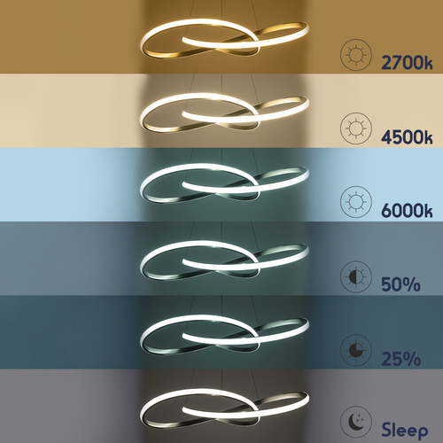 GLOBOSTAR® DEXTER 60915 Μοντέρνο Κρεμαστό Φωτιστικό Οροφής LED 90W 10080lm 300° AC 220-240V IP20 Ρυθμιζόμενο Λευκό CCT με Χειριστήριο από 2700K έως 6000K Dimmable - Lumileds SMD Chip - Νίκελ Βούρτσας - Μ73 x Π73 x Υ16cm - 3 Χρόνια Εγγύηση