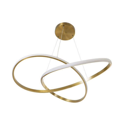 GLOBOSTAR® DEXTER 60916 Μοντέρνο Κρεμαστό Φωτιστικό Οροφής LED 90W 10080lm 300° AC 220-240V IP20 Ρυθμιζόμενο Λευκό CCT με Χειριστήριο από 2700K έως 6000K Dimmable - Lumileds SMD Chip - Χρυσό Βούρτσας - Μ73 x Π73 x Υ16cm - 3 Χρόνια Εγγύηση