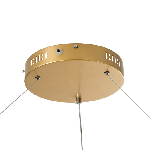 GLOBOSTAR® VENOM 61184 Μοντέρνο Κρεμαστό Φωτιστικό Οροφής LED 75W 8818lm 120° AC 220-240V IP20 Ρυθμιζόμενο Λευκό CCT με Χειριστήριο από 2700K έως 6000K Dimmable - Lumileds SMD Chip - Χρυσό Βούρτσας - Μ100 x Π100 x Υ6.5cm - 3 Χρόνια Εγγύηση