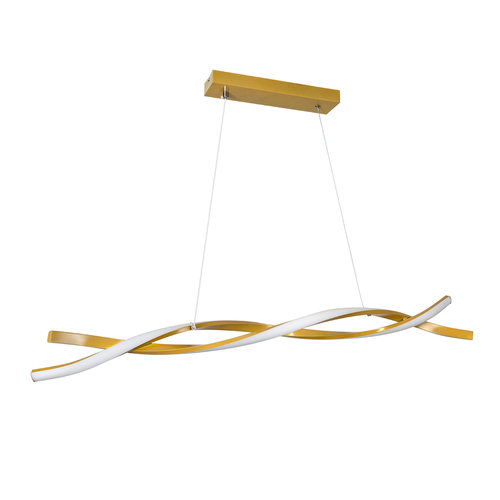 GLOBOSTAR® MORALES 61278 Μοντέρνο Κρεμαστό Φωτιστικό Οροφής LED 54W 6048lm 300° AC 220-240V IP20 Ρυθμιζόμενο Λευκό CCT με Χειριστήριο από 2700K έως 6000K Dimmable - Lumileds SMD Chip - Χρυσό Βούρτσας - Μ90 x Π14 x Υ14cm - 3 Χρόνια Εγγύηση