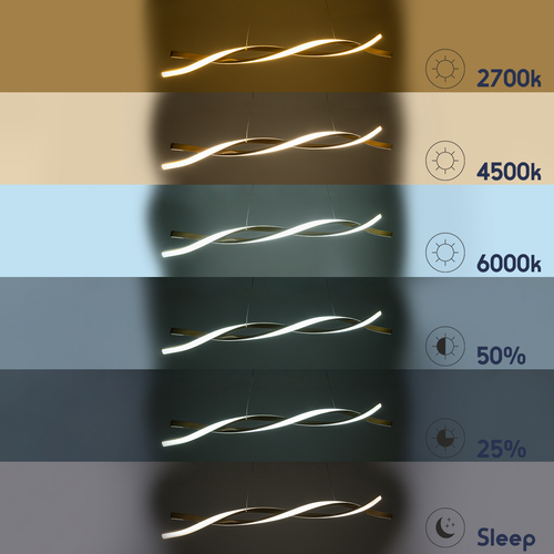 GLOBOSTAR® MORALES 61278 Μοντέρνο Κρεμαστό Φωτιστικό Οροφής LED 54W 6048lm 300° AC 220-240V IP20 Ρυθμιζόμενο Λευκό CCT με Χειριστήριο από 2700K έως 6000K Dimmable - Lumileds SMD Chip - Χρυσό Βούρτσας - Μ90 x Π14 x Υ14cm - 3 Χρόνια Εγγύηση