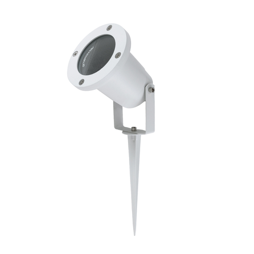 GloboStar® GARDELINI 61483 Καρφωτό Κινούμενο Φωτιστικό Σποτ Κήπου με Ντουί 1 x GU10 VDE Certified AC 220-240V Αδιάβροχο IP65 - Σώμα Αλουμινίου & Υψηλής Αντοχής Tempered Glass & Μ40cm VDE Καλώδιο Σύνδεσης - Φ10 x Υ30cm - Λευκό - 5 Χρόνια Εγγύηση