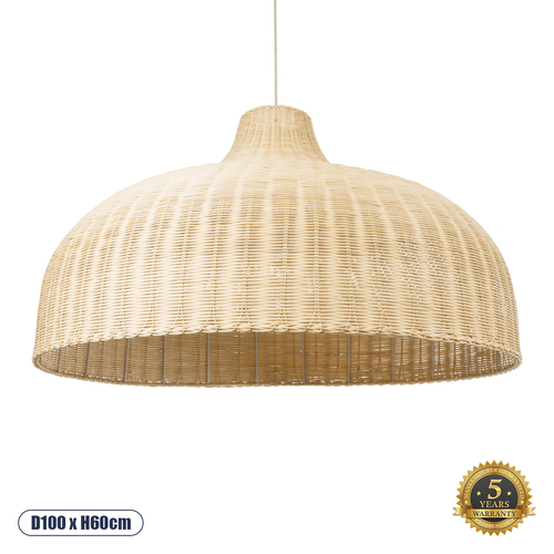 GLOBOSTAR® AFURU 01829 Boho Κρεμαστό Φωτιστικό Οροφής με Ντουί 1 x E27 AC 220-240V IP20 - Μπεζ - Μ100 x Π100 x Υ60cm