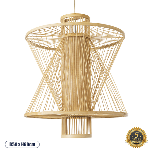 GLOBOSTAR® HIBISCUS 01931 Boho Κρεμαστό Φωτιστικό Οροφής με Ντουί 1 x E27 AC 220-240V IP20 - Μπεζ - Μ50 x Π50 x Υ60cm