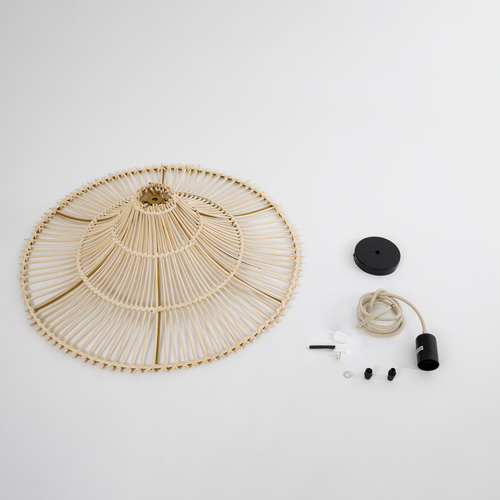 GLOBOSTAR® PALERMO 02208 Boho Κρεμαστό Φωτιστικό Οροφής με Ντουί 1 x E27 AC 220-240V IP20 - Μπεζ - Μ60 x Π60 x Υ20cm