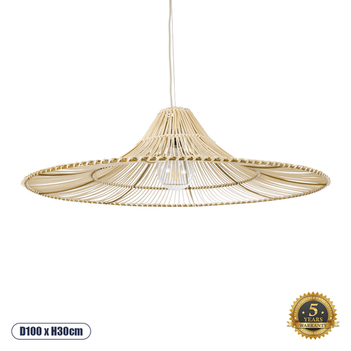 GLOBOSTAR® PALERMO 02209 Boho Κρεμαστό Φωτιστικό Οροφής με Ντουί 1 x E27 AC 220-240V IP20 - Μπεζ - Μ100 x Π100 x Υ30cm
