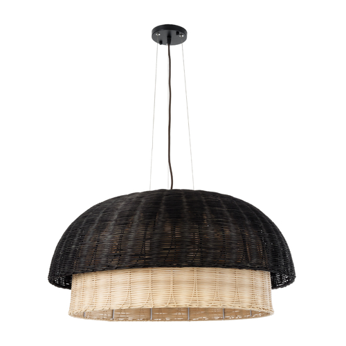 GLOBOSTAR® CORSICA 02216 Boho Κρεμαστό Φωτιστικό Οροφής με Ντουί 1 x E27 AC 220-240V IP20 - Μαύρο & Μπεζ - Μ70 x Π70 x Υ35cm