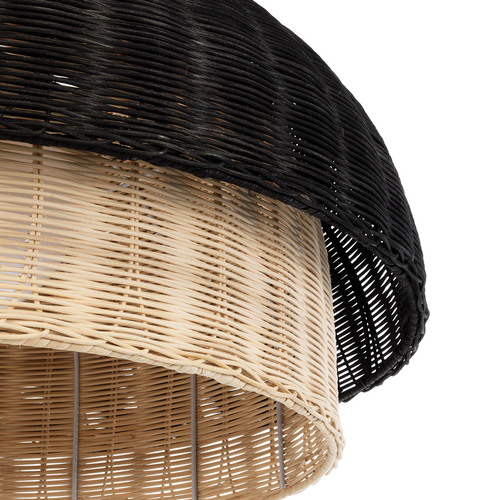 GLOBOSTAR® CORSICA 02216 Boho Κρεμαστό Φωτιστικό Οροφής με Ντουί 1 x E27 AC 220-240V IP20 - Μαύρο & Μπεζ - Μ70 x Π70 x Υ35cm