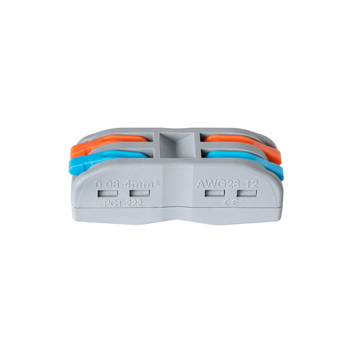 GLOBOSTAR® FAST-CONNECT 69911 Διπλή Κλέμα Ταχείας Σύνδεσης & Διακλάδωσης Καλωδίων - 2 x Είσοδοι & 2 x Έξοδοι με Συμβατή Διατομή Καλωδίων 0.08mm² έως 2.5mm² - 250V/4KV 32A Max IP20 - Γκρι με Πορτοκαλί & Μπλε - Μ2 x Π4 x Υ1.5cm - Πακέτο 5 Τεμαχίων