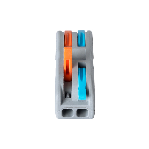 GLOBOSTAR® FAST-CONNECT 69911 Διπλή Κλέμα Ταχείας Σύνδεσης & Διακλάδωσης Καλωδίων - 2 x Είσοδοι & 2 x Έξοδοι με Συμβατή Διατομή Καλωδίων 0.08mm² έως 2.5mm² - 250V/4KV 32A Max IP20 - Γκρι με Πορτοκαλί & Μπλε - Μ2 x Π4 x Υ1.5cm - Πακέτο 5 Τεμαχίων