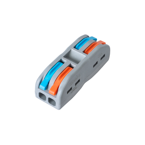 GLOBOSTAR® FAST-CONNECT 69911 Διπλή Κλέμα Ταχείας Σύνδεσης & Διακλάδωσης Καλωδίων - 2 x Είσοδοι & 2 x Έξοδοι με Συμβατή Διατομή Καλωδίων 0.08mm² έως 2.5mm² - 250V/4KV 32A Max IP20 - Γκρι με Πορτοκαλί & Μπλε - Μ2 x Π4 x Υ1.5cm - Πακέτο 5 Τεμαχίων