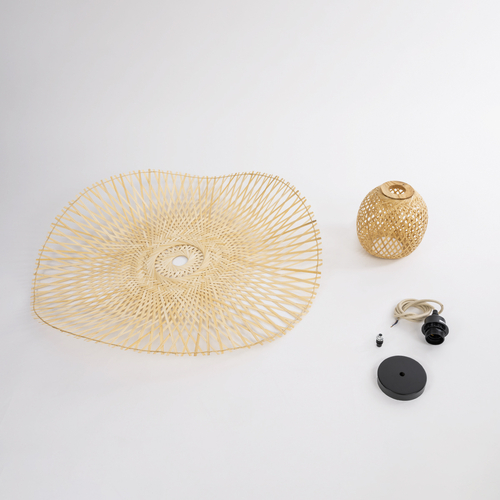 GLOBOSTAR® CINNABAR 01837 Boho Κρεμαστό Φωτιστικό Οροφής με Ντουί 1 x E27 AC 220-240V IP20 - Μπεζ - Μ75 x Π75 x Υ21cm