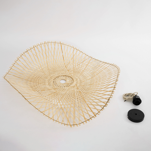 GLOBOSTAR® MELEMELE 01841 Boho Κρεμαστό Φωτιστικό Οροφής με Ντουί 1 x E27 AC 220-240V IP20 - Μπεζ - Μ75 x Π75 x Υ10cm