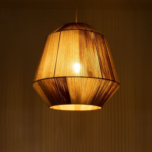 GLOBOSTAR® SALERNO 02187 Boho Κρεμαστό Φωτιστικό Οροφής με Ντουί 1 x E27 AC 220-240V IP20 - Μπεζ & Καφέ - Μ50 x Π50 x Υ50cm