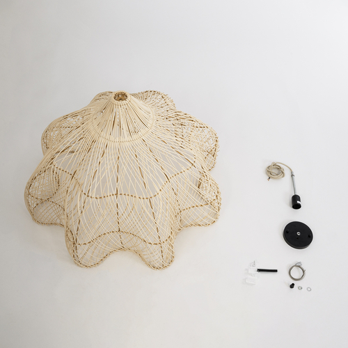 GLOBOSTAR® ADEJE 02211 Boho Κρεμαστό Φωτιστικό Οροφής με Ντουί 1 x E27 AC 220-240V IP20 - Μπεζ - Μ80 x Π80 x Υ55cm