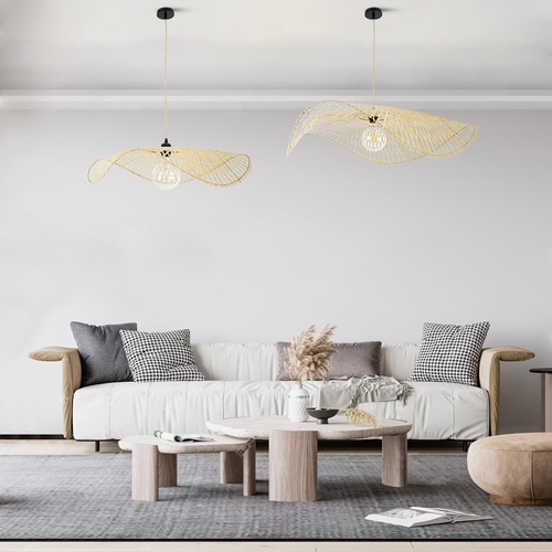 GLOBOSTAR® MELEMELE 01842 Boho Κρεμαστό Φωτιστικό Οροφής με Ντουί 1 x E27 AC 220-240V IP20 - Μπεζ - Μ100 x Π100 x Υ12cm