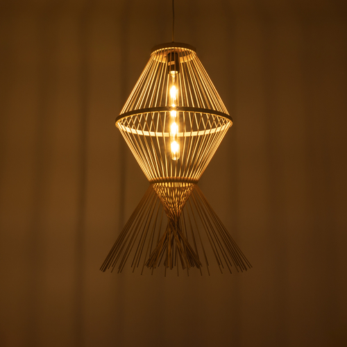 GLOBOSTAR® YOSHI 01928 Boho Κρεμαστό Φωτιστικό Οροφής με Ντουί 1 x E27 AC 220-240V IP20 - Μπεζ - Μ35 x Π35 x Υ60cm