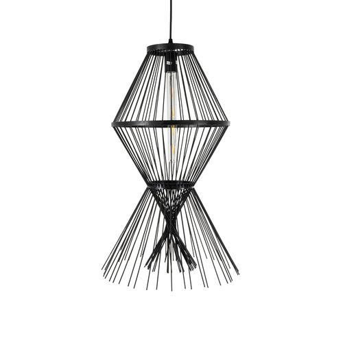 GLOBOSTAR® YOSHI 01929 Boho Κρεμαστό Φωτιστικό Οροφής με Ντουί 1 x E27 AC 220-240V IP20 - Μαύρο - Μ35 x Π35 x Υ60cm