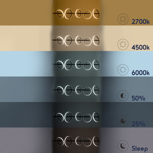 GLOBOSTAR® CIRCOLARE 61319 Μοντέρνο Κρεμαστό Φωτιστικό Οροφής LED 75W 8400lm 360° AC 220-240V IP20 Ρυθμιζόμενο Λευκό CCT με Χειριστήριο από 2700K έως 6000K Dimmable - Lumileds SMD Chip - Μαύρο Ματ - Μ120 x Π25 x Υ25cm - 3 Χρόνια Εγγύηση