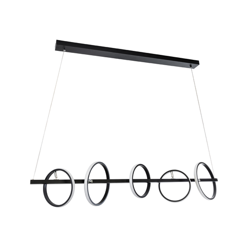 GLOBOSTAR® CIRCOLARE 61319 Μοντέρνο Κρεμαστό Φωτιστικό Οροφής LED 75W 8400lm 360° AC 220-240V IP20 Ρυθμιζόμενο Λευκό CCT με Χειριστήριο από 2700K έως 6000K Dimmable - Lumileds SMD Chip - Μαύρο Ματ - Μ120 x Π25 x Υ25cm - 3 Χρόνια Εγγύηση