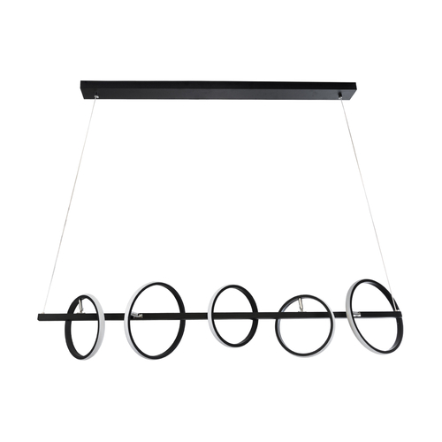 GLOBOSTAR® CIRCOLARE 61319 Μοντέρνο Κρεμαστό Φωτιστικό Οροφής LED 75W 8400lm 360° AC 220-240V IP20 Ρυθμιζόμενο Λευκό CCT με Χειριστήριο από 2700K έως 6000K Dimmable - Lumileds SMD Chip - Μαύρο Ματ - Μ120 x Π25 x Υ25cm - 3 Χρόνια Εγγύηση