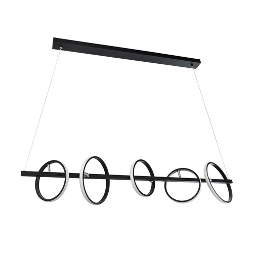 GLOBOSTAR® CIRCOLARE 61319 Μοντέρνο Κρεμαστό Φωτιστικό Οροφής LED 75W 8400lm 360° AC 220-240V IP20 Ρυθμιζόμενο Λευκό CCT με Χειριστήριο από 2700K έως 6000K Dimmable - Lumileds SMD Chip - Μαύρο Ματ - Μ120 x Π25 x Υ25cm - 3 Χρόνια Εγγύηση