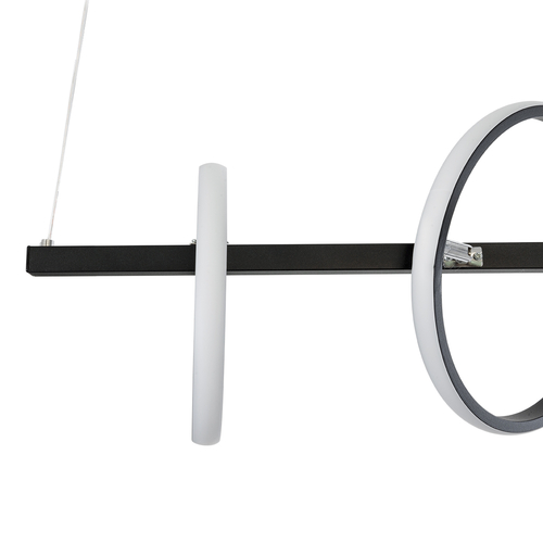 GLOBOSTAR® CIRCOLARE 61319 Μοντέρνο Κρεμαστό Φωτιστικό Οροφής LED 75W 8400lm 360° AC 220-240V IP20 Ρυθμιζόμενο Λευκό CCT με Χειριστήριο από 2700K έως 6000K Dimmable - Lumileds SMD Chip - Μαύρο Ματ - Μ120 x Π25 x Υ25cm - 3 Χρόνια Εγγύηση