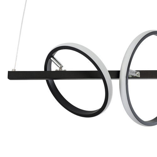 GLOBOSTAR® CIRCOLARE 61319 Μοντέρνο Κρεμαστό Φωτιστικό Οροφής LED 75W 8400lm 360° AC 220-240V IP20 Ρυθμιζόμενο Λευκό CCT με Χειριστήριο από 2700K έως 6000K Dimmable - Lumileds SMD Chip - Μαύρο Ματ - Μ120 x Π25 x Υ25cm - 3 Χρόνια Εγγύηση