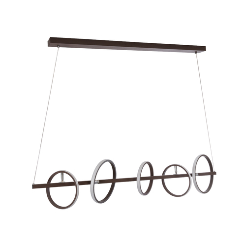 GLOBOSTAR® CIRCOLARE 61321 Μοντέρνο Κρεμαστό Φωτιστικό Οροφής LED 75W 8400lm 360° AC 220-240V IP20 Ρυθμιζόμενο Λευκό CCT με Χειριστήριο από 2700K έως 6000K Dimmable - Lumileds SMD Chip - Καφέ - Μ120 x Π25 x Υ25cm - 3 Χρόνια Εγγύηση