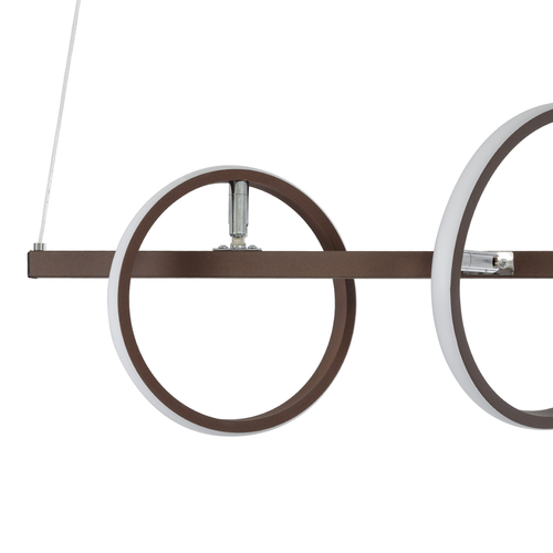 GLOBOSTAR® CIRCOLARE 61321 Μοντέρνο Κρεμαστό Φωτιστικό Οροφής LED 75W 8400lm 360° AC 220-240V IP20 Ρυθμιζόμενο Λευκό CCT με Χειριστήριο από 2700K έως 6000K Dimmable - Lumileds SMD Chip - Καφέ - Μ120 x Π25 x Υ25cm - 3 Χρόνια Εγγύηση