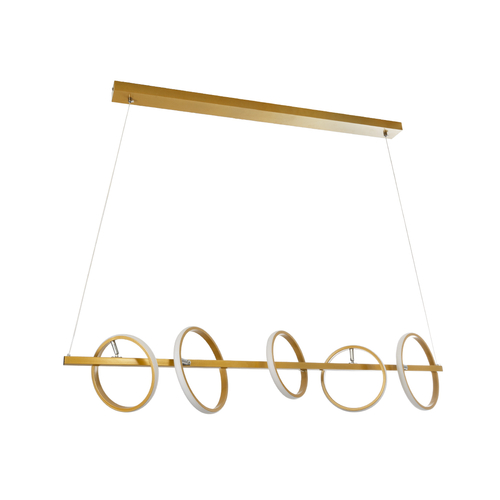 GLOBOSTAR® CIRCOLARE 61322 Μοντέρνο Κρεμαστό Φωτιστικό Οροφής LED 75W 8400lm 360° AC 220-240V IP20 Ρυθμιζόμενο Λευκό CCT με Χειριστήριο από 2700K έως 6000K Dimmable - Lumileds SMD Chip - Χρυσό - Μ120 x Π25 x Υ25cm - 3 Χρόνια Εγγύηση