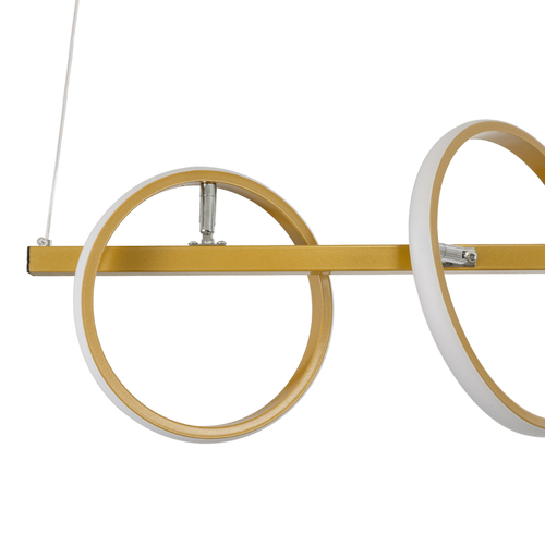 GLOBOSTAR® CIRCOLARE 61322 Μοντέρνο Κρεμαστό Φωτιστικό Οροφής LED 75W 8400lm 360° AC 220-240V IP20 Ρυθμιζόμενο Λευκό CCT με Χειριστήριο από 2700K έως 6000K Dimmable - Lumileds SMD Chip - Χρυσό - Μ120 x Π25 x Υ25cm - 3 Χρόνια Εγγύηση