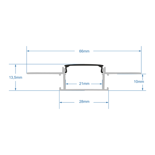 GloboStar® PLASTERBOARD-PROFILE 70820-1M Προφίλ Αλουμινίου - Βάση & Ψύκτρα Ταινίας LED με Μαύρο Φιμέ Κάλυμμα - Χωνευτή Χρήση σε Γυψοσανίδα - Trimless - Πατητό Κάλυμμα - Ασημί - 1 Μέτρο - Μ100 x Π6.7 x Υ1.4cm