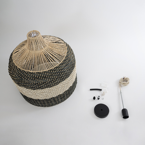 GLOBOSTAR® BARBADOS 01945 Boho Κρεμαστό Φωτιστικό Οροφής με Ντουί 1 x E27 AC 220-240V IP20 - Μπεζ & Λαδί - Μ60 x Π60 x Υ60cm