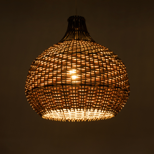 GLOBOSTAR® SEYCHELLES 01948 Boho Κρεμαστό Φωτιστικό Οροφής με Ντουί 1 x E27 AC 220-240V IP20 - Καφέ & Λαδί - Μ40 x Π40 x Υ40cm