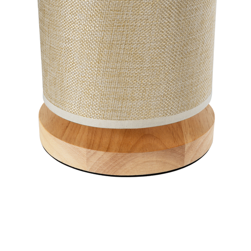 GloboStar® VALVERDE 02040 Boho Επιτραπέζιο Φωτιστικό Πορτατίφ Μονόφωτο 1 x E27 IP20 Μπεζ Ξύλο με Μπεζ Ύφασμα - Μ15 x Π15 x Υ30cm