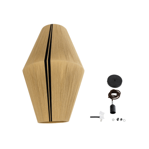 GLOBOSTAR® SALERNO 02077 Boho Κρεμαστό Φωτιστικό Οροφής με Ντουί 1 x E27 AC 220-240V IP20 - Μπεζ & Μαύρο - Μ50 x Π50 x Υ80cm