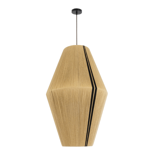 GLOBOSTAR® SALERNO 02077 Boho Κρεμαστό Φωτιστικό Οροφής με Ντουί 1 x E27 AC 220-240V IP20 - Μπεζ & Μαύρο - Μ50 x Π50 x Υ80cm