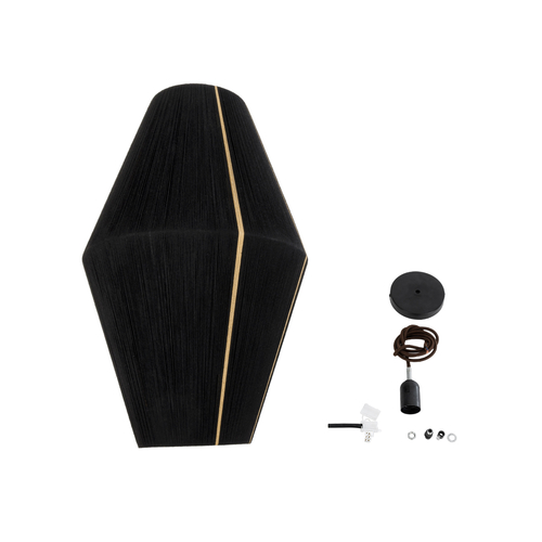 GLOBOSTAR® SALERNO 02078 Boho Κρεμαστό Φωτιστικό Οροφής με Ντουί 1 x E27 AC 220-240V IP20 - Μαύρο & Μπεζ - Μ50 x Π50 x Υ80cm