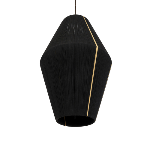 GLOBOSTAR® SALERNO 02078 Boho Κρεμαστό Φωτιστικό Οροφής με Ντουί 1 x E27 AC 220-240V IP20 - Μαύρο & Μπεζ - Μ50 x Π50 x Υ80cm