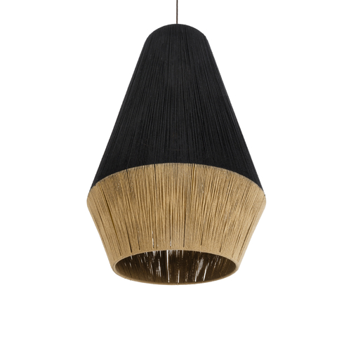 GLOBOSTAR® SALERNO 02080 Boho Κρεμαστό Φωτιστικό Οροφής με Ντουί 1 x E27 AC 220-240V IP20 - Μαύρο & Μπεζ - Μ50 x Π50 x Υ80cm