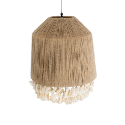 GLOBOSTAR® PUERTORICO 02092 Boho Κρεμαστό Φωτιστικό Οροφής με Ντουί 1 x E27 AC 220-240V IP20 - Μπεζ & Λευκό - Μ40 x Π40 x Υ45cm